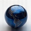 Abstract globe icon with connecting lines, symbolizing global reach and communication.