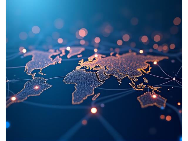 Abstract representation of global connections and financial networks, representing seamless international transactions